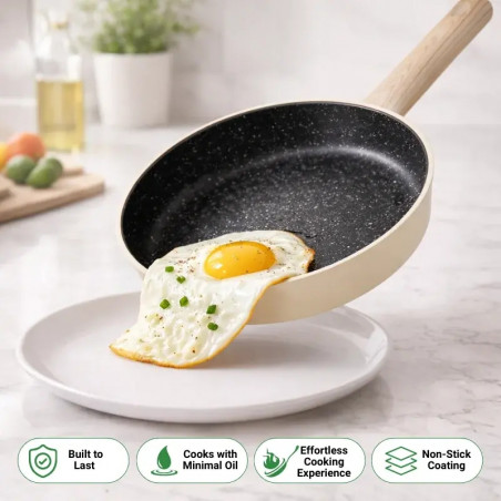 Σετ μαγειρικών σκευών Just Perfecto JL-331, 6 τεμάχια, Μαρμάρινη επίστρωση, Επαγωγική εστία, Γυάλινο καπάκι με οπή για ατμό, Μπεζ