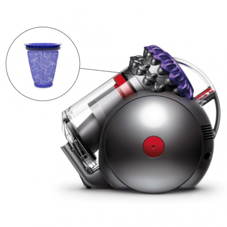 Σκούπα χωρίς σακούλα Dyson Big Ball Parquet 2 228566-01, 600W, 165AW, 1,5 l, τεχνολογία Radial Root Cyclone 2 σταδίων, αυτόματη όρθωση σε περίπτωση ανατροπής, Νικέλιο/μοβ