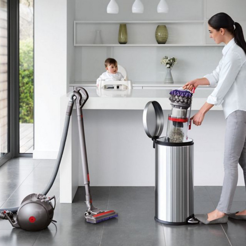 Σκούπα χωρίς σακούλα Dyson Big Ball Parquet 2 228566-01, 600W, 165AW, 1,5 l, τεχνολογία Radial Root Cyclone 2 σταδίων, αυτόματη όρθωση σε περίπτωση ανατροπής, Νικέλιο/μοβ
