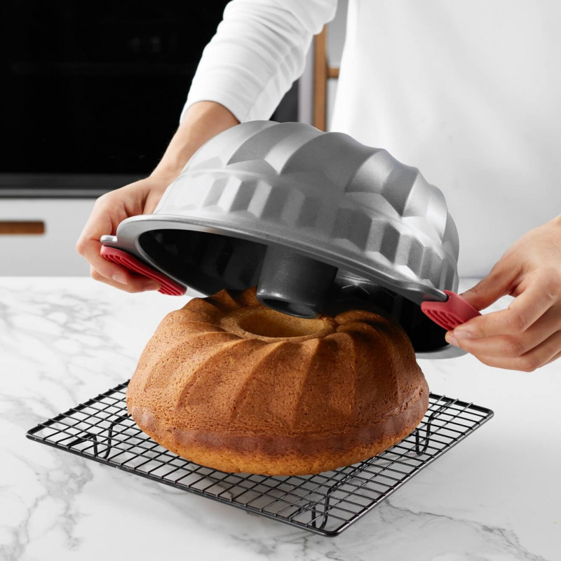 Φόρμα ψησίματος Lekue 1009476, Ø26,5 cm, Κεραμική αντικολλητική επίστρωση, Ανθρακούχος χάλυβας, Από +4°C έως +240°C, Μαύρο/Κόκκινο