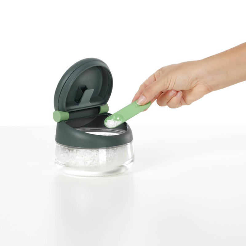 Δοχείο για αλάτι/ζάχαρη Lekue 1009488, Ø12,4x10,1 cm, Βοροπυριτικό γυαλί, Μεζούρα, Από +4°C έως +80°C, Μαύρο