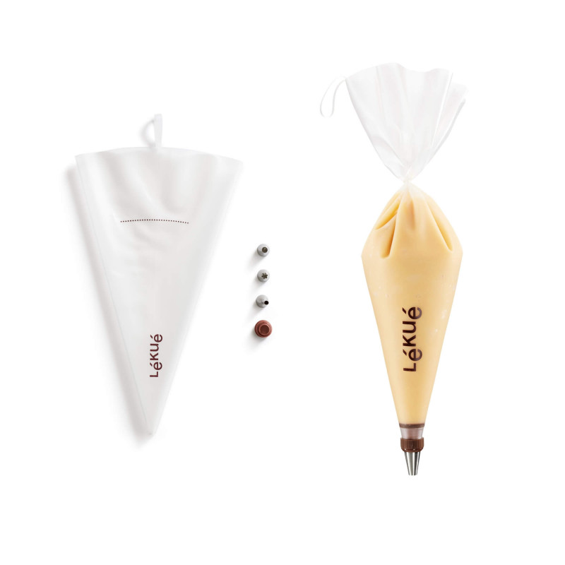 Σετ Κορνε Ζαχαροπλαστικης με 3 εξαρτήματα Lekue 1009491, Πολλαπλής χρήσης, Πολυουρεθάνη, Από 4 έως 70C, Λευκό