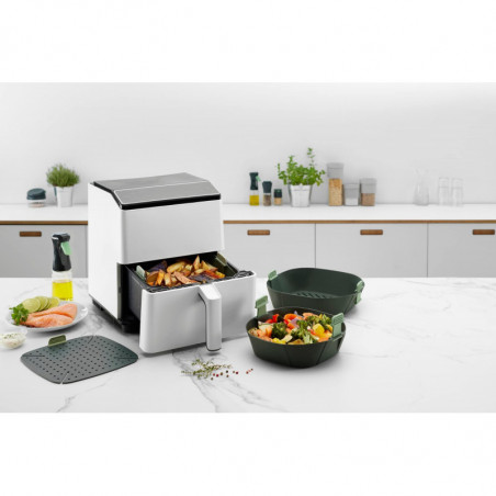 Καλάθι για φριτέζα με ζεστό αέρα Lekue 1009495, 25x25 cm, Από -20°C έως +220C, Σιλικόνη, Χωρίς BPA, Γκρι