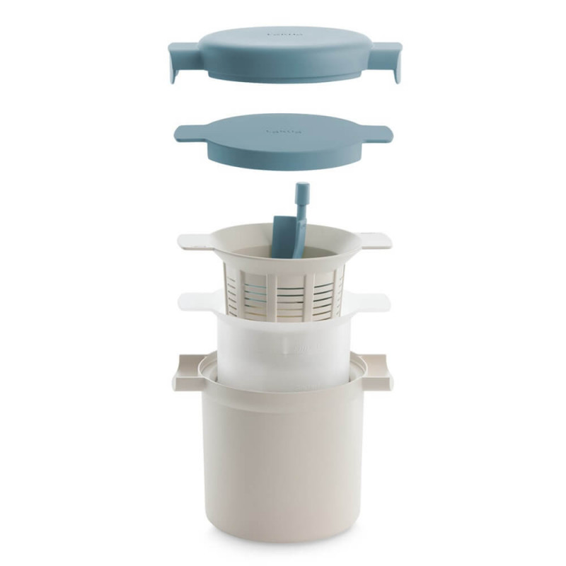 Σετ για την παρασκευή κεφίρ και γιαουρτιού Lekue 1010155, 18,5x14,5x15,5 εκ., Από +4 έως +90C, Λευκό/Μπλε