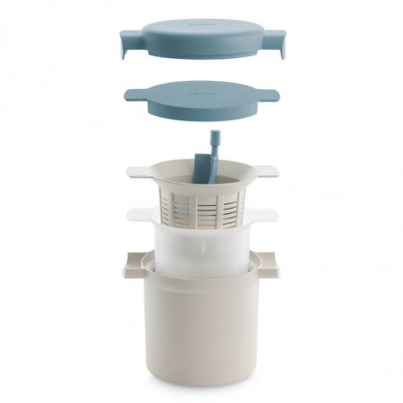 Σετ για την παρασκευή κεφίρ και γιαουρτιού Lekue 1010155, 18,5x14,5x15,5 εκ., Από +4 έως +90C, Λευκό/Μπλε