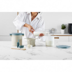 Σετ για την παρασκευή κεφίρ και γιαουρτιού Lekue 1010155, 18,5x14,5x15,5 εκ., Από +4 έως +90C, Λευκό/Μπλε
