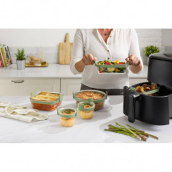 Σετ 2 τετράγωνων ταψιών Lekue 1010158, Για φριτέζα, Σιλικόνης λαβές, Βοροσιλικό γυαλί, Πράσινο