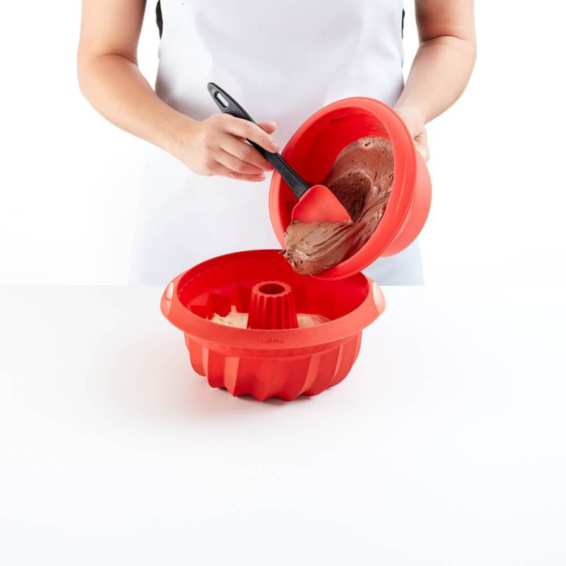 Σετ 2 τεμαχίων φόρμες για ψήσιμο Lekue 1010162, Ø15 cm, 700 ml, Από -60 έως +220C, Πλατινένιο σιλικόνη, Κόκκινο