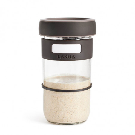 Σετ για την παρασκευή ψωμιού με προζύμι Lekue 1010175, 3 τεμάχια, 9,3 × 9,3 × 17 cm, -20/+80 °C, Καφέ