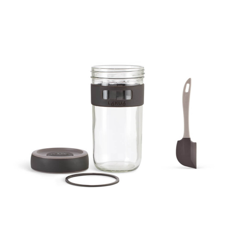 Σετ για την παρασκευή ψωμιού με προζύμι Lekue 1010175, 3 τεμάχια, 9,3 × 9,3 × 17 cm, -20/+80 °C, Καφέ