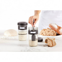 Σετ για την παρασκευή ψωμιού με προζύμι Lekue 1010175, 3 τεμάχια, 9,3 × 9,3 × 17 cm, -20/+80 °C, Καφέ