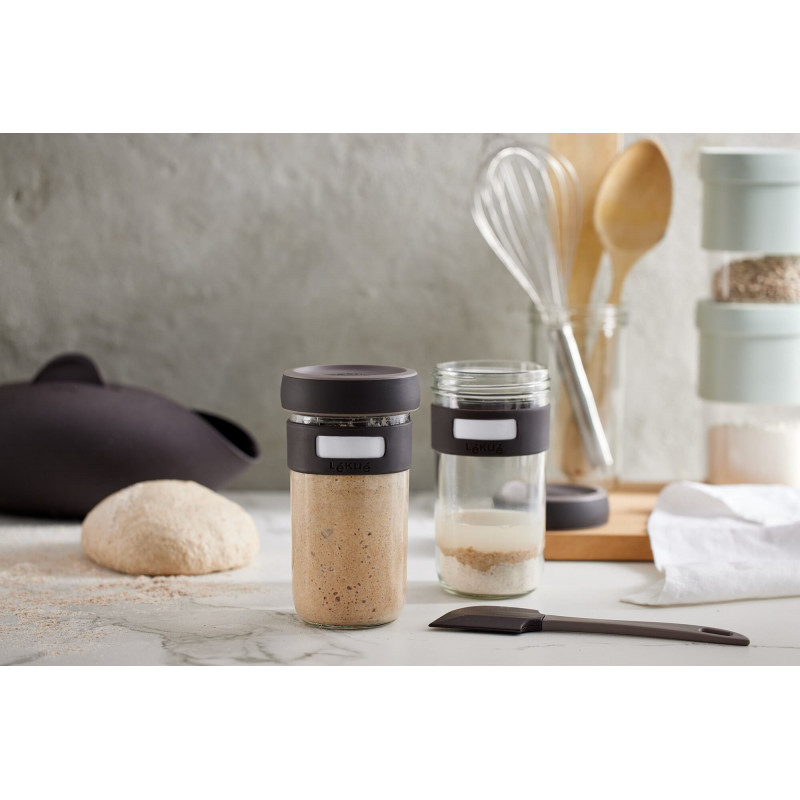 Σετ για την παρασκευή ψωμιού με προζύμι Lekue 1010175, 3 τεμάχια, 9,3 × 9,3 × 17 cm, -20/+80 °C, Καφέ