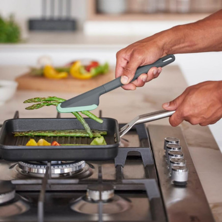 Κουζινικές λαβίδες Lekue 1010179, 28,2 cm, Αντιγρατσουνιστική, 4/220°C, Ευέλικτη άκρη, Πράσινο