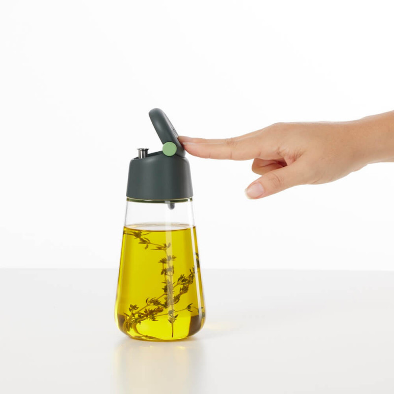 Μπουκάλι για λάδι/ελαιόλαδο Lekue 1010190, 8x17,4 εκ., 400 ml, +4/+80°C, Ομαλή ροή, Γυαλί, Πράσινο