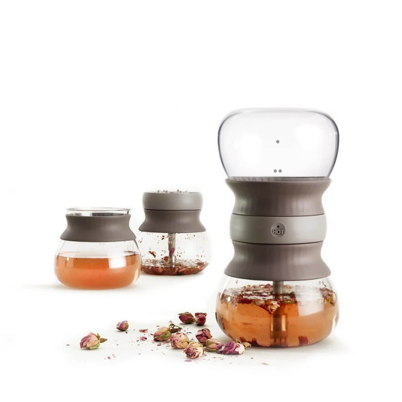 Συσκευή για την παρασκευή τσαγιού Lekue 1010194, 500 ml, Infuser, -20/+100 °C, Γυαλί και σιλικόνη, Καφέ