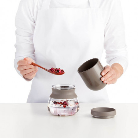 Συσκευή για την παρασκευή τσαγιού Lekue 1010194, 500 ml, Infuser, -20/+100 °C, Γυαλί και σιλικόνη, Καφέ