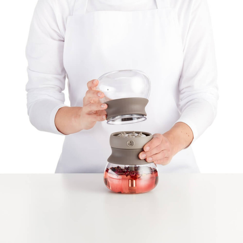 Συσκευή για την παρασκευή τσαγιού Lekue 1010194, 500 ml, Infuser, -20/+100 °C, Γυαλί και σιλικόνη, Καφέ