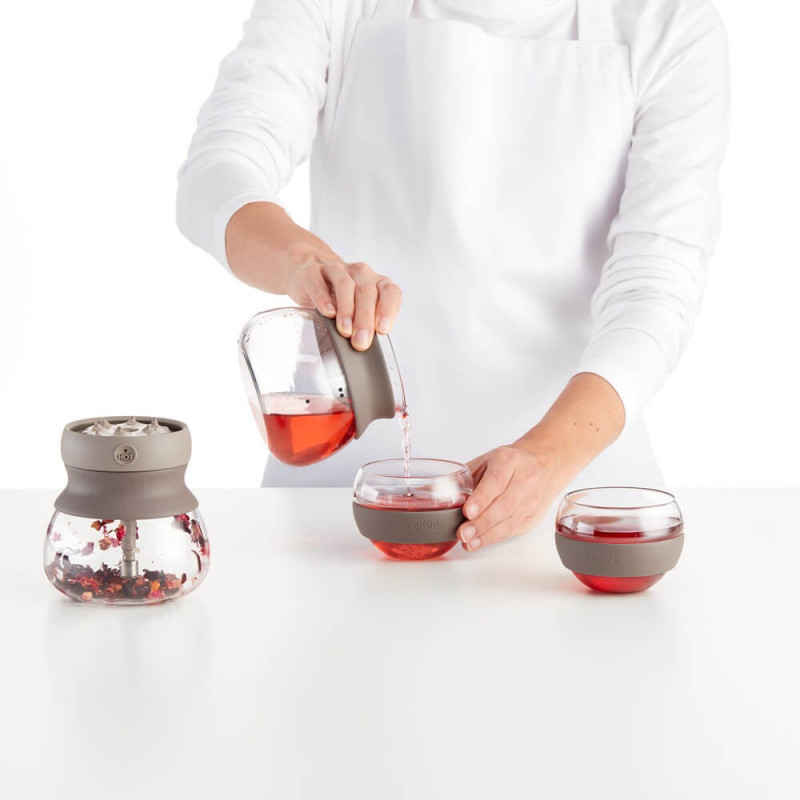Συσκευή για την παρασκευή τσαγιού Lekue 1010194, 500 ml, Infuser, -20/+100 °C, Γυαλί και σιλικόνη, Καφέ