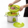 Ατμομάγειρας μικροκυμάτων Lekue 1010195, 2 επίπεδα, Συμβατό με κατσαρόλες Ø19-22 cm, Σφιχτή εφαρμογή, -60/+220°C, Σιλικόνη, Πράσινο