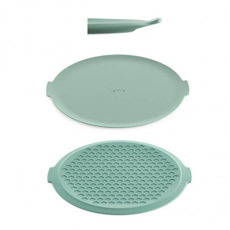 Υποστρώμα για την προστασία του γυάλινου πιάτου στο φούρνο μικροκυμάτων Lekue 1010202, Ø24,5 cm, αντιολισθητικό, ανυψωμένα άκρα, -60/+220°C, σιλικόνη, πράσινο