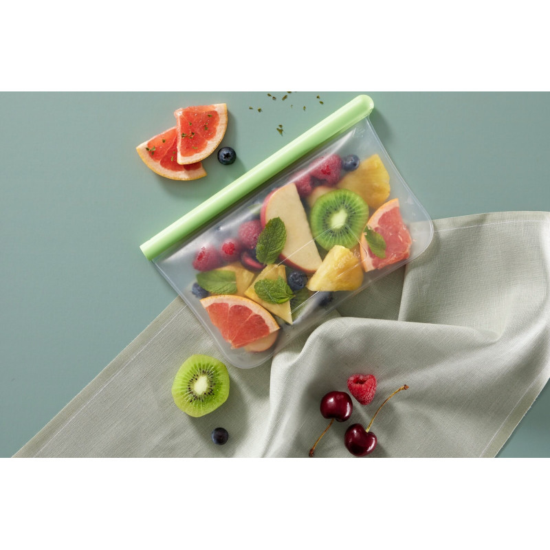 Σακούλα αποθήκευσης και κατάψυξης Lekue 1010205, 21,5x13,5 cm, 500 ml, πλατινένιο σιλικόνη, -20°C/+80°C, Πράσινο