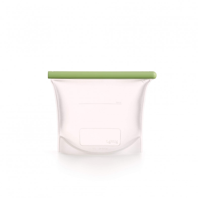Σακούλα αποθήκευσης και κατάψυξης Lekue 1010206, 21,5x18,5 cm, 1 l, πλατινένιο σιλικόνη, -20°C/+80°C, Πράσινο
