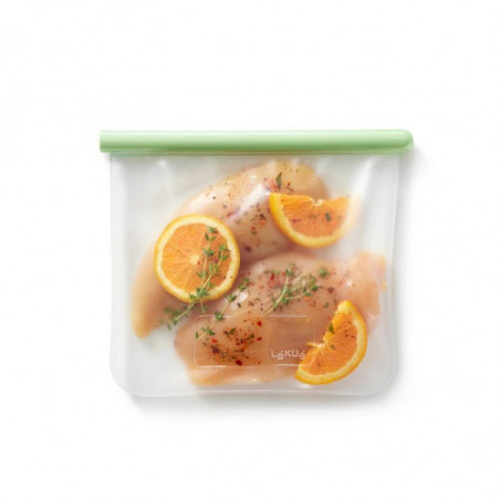 Σακούλα αποθήκευσης και κατάψυξης Lekue 1010206, 21,5x18,5 cm, 1 l, πλατινένιο σιλικόνη, -20°C/+80°C, Πράσινο