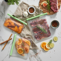 Σακούλα αποθήκευσης και κατάψυξης Lekue 1010206, 21,5x18,5 cm, 1 l, πλατινένιο σιλικόνη, -20°C/+80°C, Πράσινο