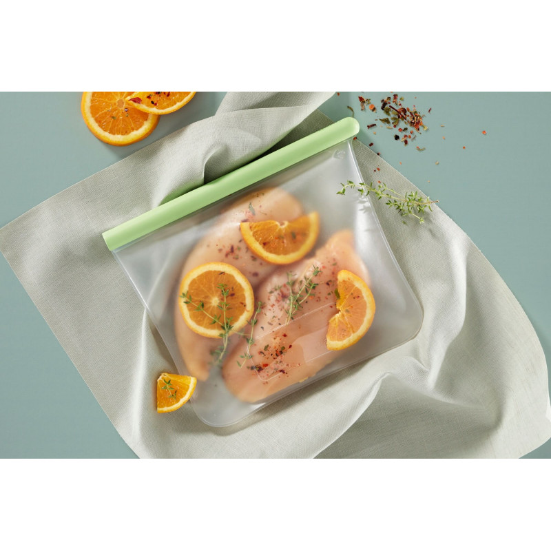 Σακούλα αποθήκευσης και κατάψυξης Lekue 1010206, 21,5x18,5 cm, 1 l, πλατινένιο σιλικόνη, -20°C/+80°C, Πράσινο