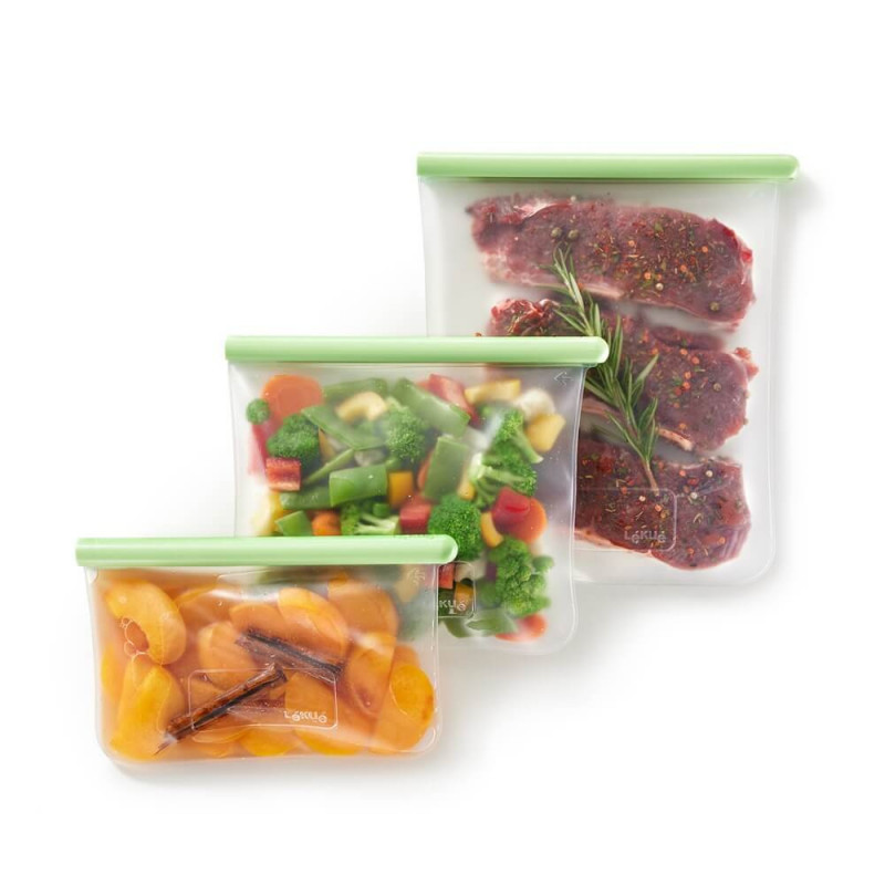 Σακούλα αποθήκευσης και κατάψυξης Lekue 1010207, 21,5x24,5 cm, 1,5 l, πλατινένιο σιλικόνη, -20°C/+80°C, Πράσινο