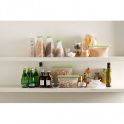 Σακούλα για αποθήκευση και κατάψυξη υγρών και τροφίμων Lekue 1010209, 1 λίτρο, σιλικόνη, χωρίς διαρροές, πεδίο για εγγραφή, πολυλειτουργική, -60/+220°C, πράσινη