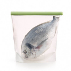 Σακούλα για αποθήκευση και κατάψυξη υγρών και τροφίμων Lekue 1010210, 1,5 l, σιλικόνη, χωρίς διαρροές, πεδίο για εγγραφή, πολυλειτουργική, -60/+220°C, πράσινη