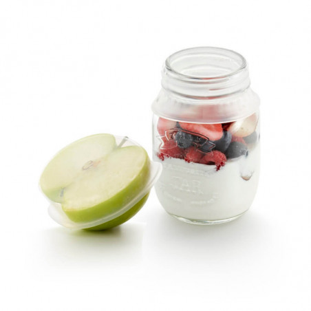 Σετ καπακιών αποθήκευσης Lekue 2 1010211, Ø8,5 cm, πλατινένιο σιλικόνη, -60°C/+220°C, Διαφανές