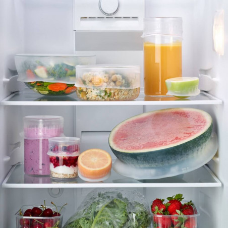 Σετ καπακιών αποθήκευσης Lekue 2 1010211, Ø8,5 cm, πλατινένιο σιλικόνη, -60°C/+220°C, Διαφανές