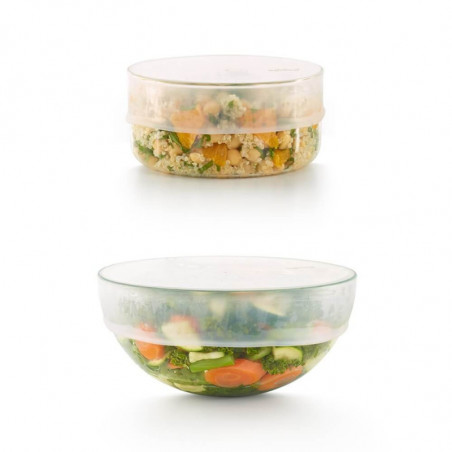 Καπάκι αποθήκευσης Lekue 1010214, 20-24 cm, σιλικόνη, αεροστεγές κλείσιμο, -60/+220°C, διαφανές