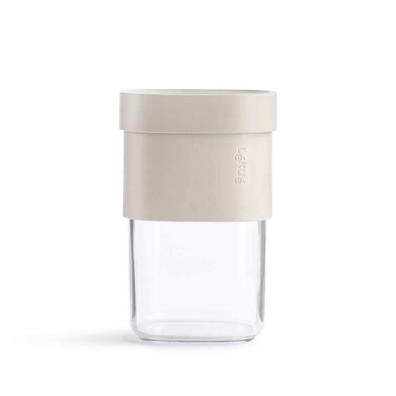 Βάζο αποθήκευσης με πρόσθετο εξάρτημα Lekue Beige 1010216, 600-850 ml, -15/+80°C, Πολυπροπυλένιο, Μπεζ