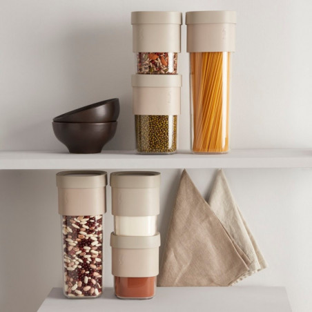 Βάζο αποθήκευσης με πρόσθετο εξάρτημα Lekue Beige 1010218, 1,35-1,6 l, πολυπροπυλένιο, -15/+80°C, μπεζ