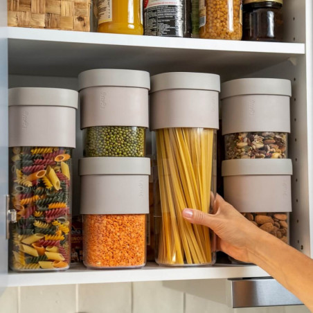 Βάζο αποθήκευσης με πρόσθετο εξάρτημα Lekue Beige 1010218, 1,35-1,6 l, πολυπροπυλένιο, -15/+80°C, μπεζ