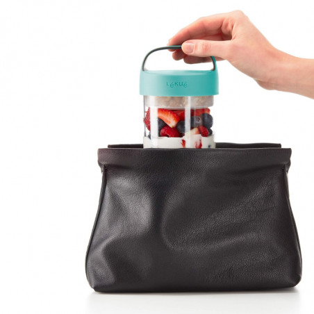 Μπουκάλι με διαχωριστικά Lekue On The Go 1010225, 600 ml, -20/+100°C, Αεροστεγές κλείσιμο, Λαβή, Τυρκουάζ