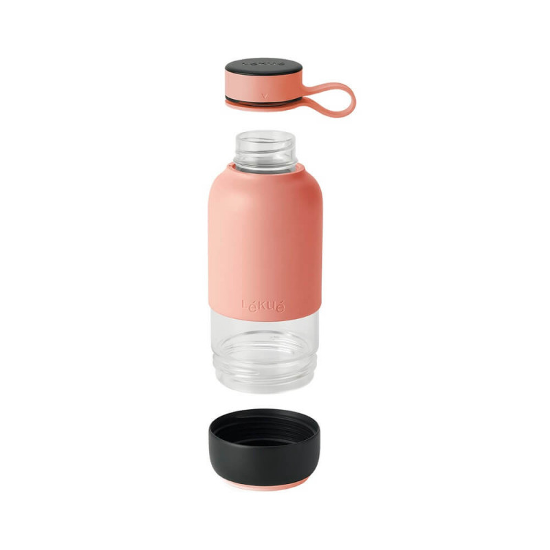 Μπουκάλι με ενσωματωμένο φίλτρο Lekue On The Go 1010228, 500 ml, βοριοπυριτικό γυαλί, -20°C/+60°C, Κοράλλι