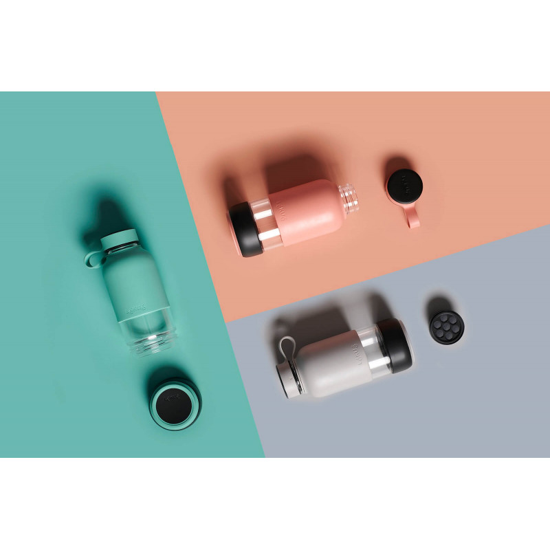 Μπουκάλι με ενσωματωμένο φίλτρο Lekue On The Go 1010228, 500 ml, βοριοπυριτικό γυαλί, -20°C/+60°C, Κοράλλι