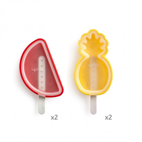 Σετ 4 φορμών για παγωτό σε ξυλάκι Lekue 1010239, 340 ml, -20°C / +100°C, πλατινένιο σιλικόνη, Πολύχρωμο