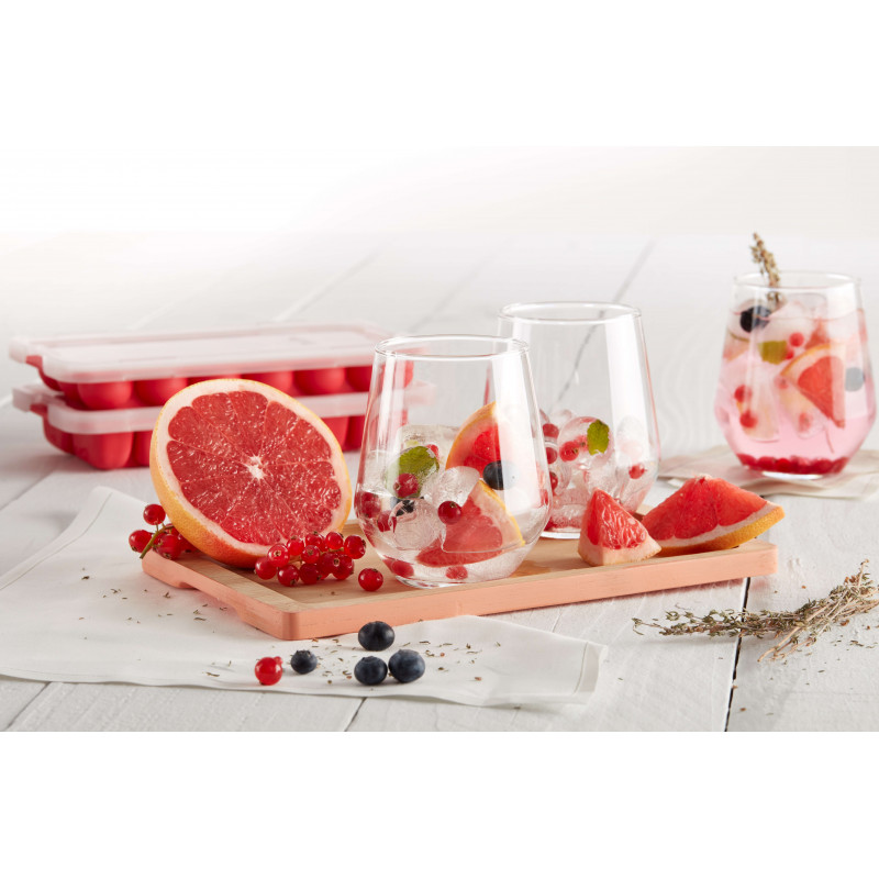 Φόρμα για παγάκια με καπάκι Lekue 1010244, 23x12x3 cm, 14 καρδιές, Στεατίνη, -40°C / +60°C, Κόκκινο