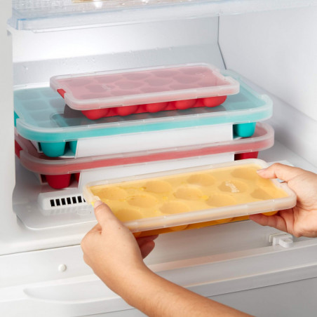 Φόρμα για παγάκια με καπάκι Lekue 1010245, 23x11,8x3 cm, 11 αστέρια, Στεατίνη, -40°C / +60°C, Κίτρινο