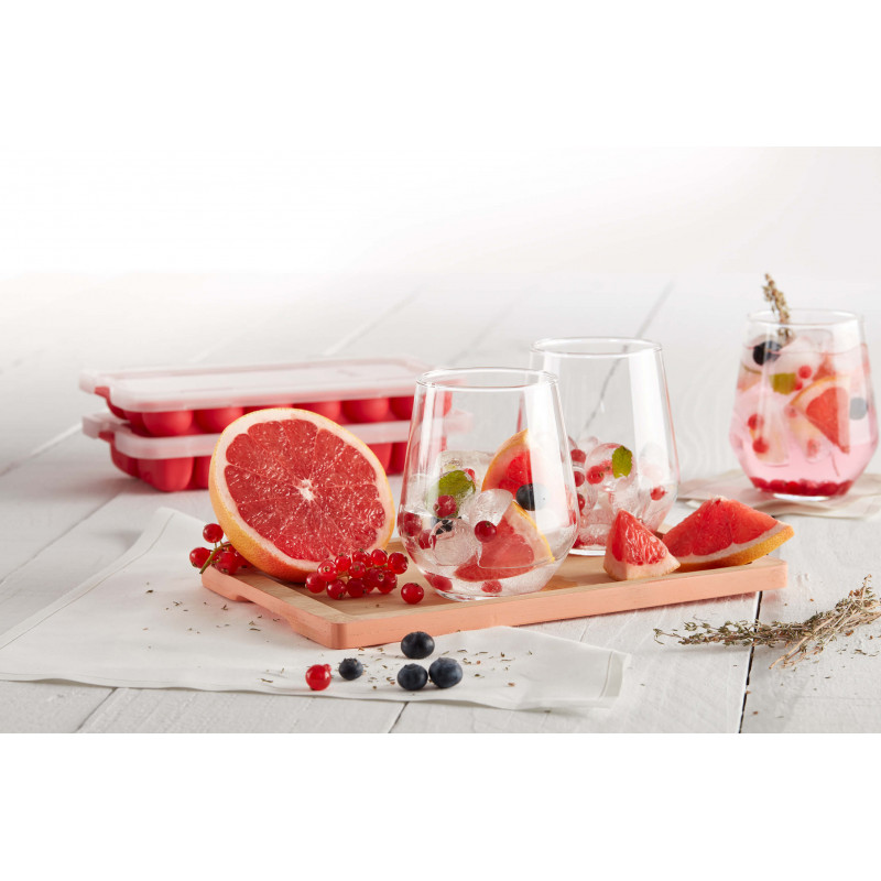 Φόρμα για παγάκια με καπάκι Lekue 1010247, 23x12x3,2 εκ., 18 σφαιρίδια, Στεατίνη, -40°C / +60°C, Κόκκινο