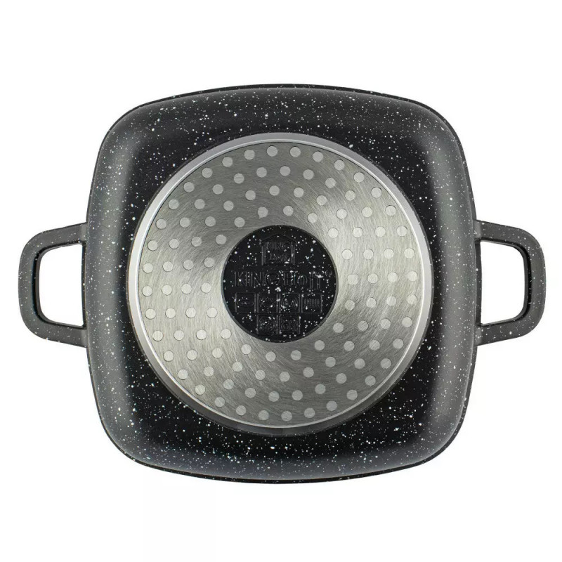 Κατσαρόλα για φούρνο και εστία Kinghoff KH 1601, 20x20 cm, 2,8 l, μαρμάρινη επίστρωση, επαγωγή, Μαύρη