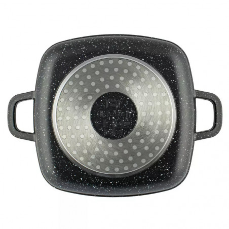 Κατσαρόλα για φούρνο και εστία Kinghoff KH 1601, 20x20 cm, 2,8 l, μαρμάρινη επίστρωση, επαγωγή, Μαύρη