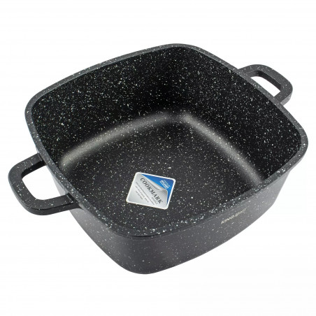 Κατσαρόλα για φούρνο και εστία Kinghoff KH 1601, 20x20 cm, 2,8 l, μαρμάρινη επίστρωση, επαγωγή, Μαύρη
