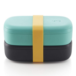 Σετ 2 τεμαχίων κουτιά για φαγητό Lekue On The Go 1010220, 500 ml, Αεροστεγές κλείσιμο, Θήκη για μαχαιροπίρουνα, Βαλβίδα για φούρνο μικροκυμάτων, Τυρκουάζ