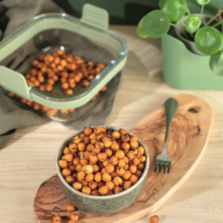 Φόρμα για φούρνο με ζεστό αέρα Lekue 1010159, 18,5x17,5x9,5 cm, Γυαλί, Αντιολισθητικές λαβές, -20/+220°C, Εύκολο καθάρισμα, Πράσινο